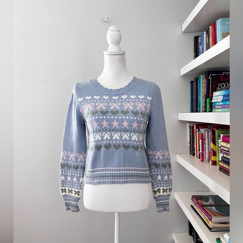 Loveshackfancy Blue And Pink Patterned Sweater - image 2